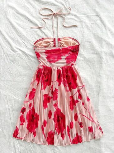 SOLY HUX Women's Tie Dye Cami Dress Halter Backless Sleeveless A Line Short Summer Dresses Sundress in Kuwait