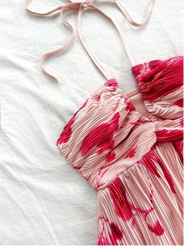 SOLY HUX Women's Tie Dye Cami Dress Halter Backless Sleeveless A Line Short Summer Dresses Sundress in Kuwait