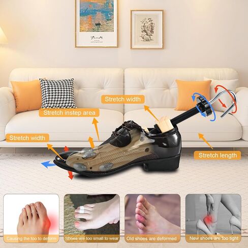 Shoe Stretcher for Women or Men, Pair 4-Way Wooden Shoe Stretcher Adjustable Length & Width, Shoe Expander & Widener in Saudi Arabia
