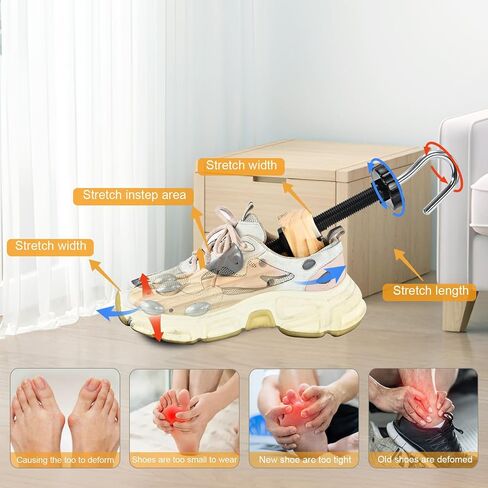 Shoe Stretcher for Women or Men, Pair 4-Way Wooden Shoe Stretcher Adjustable Length & Width, Shoe Expander & Widener in Saudi Arabia