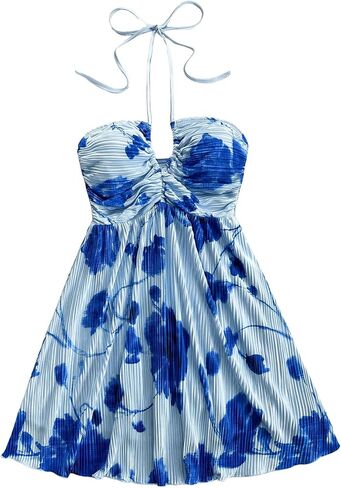 SOLY HUX Women's Tie Dye Cami Dress Halter Backless Sleeveless A Line Short Summer Dresses Sundress in Saudi Arabia