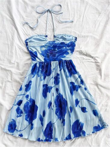 SOLY HUX Women's Tie Dye Cami Dress Halter Backless Sleeveless A Line Short Summer Dresses Sundress in Saudi Arabia