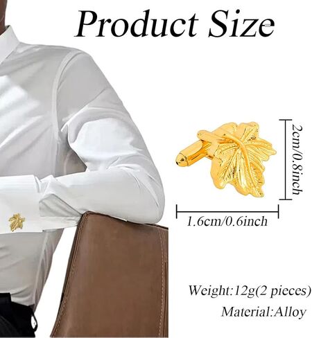 Silver Maple Leaf Cufflinks Mens French Shirt Cuff Links Metal Cufflinks for Wedding Bussiness Anniversary Birthday in Saudi Arabia