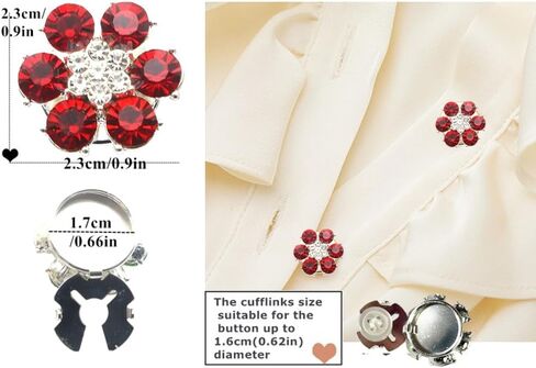 Button Covers Cufflinks Dress Shirt Accessories For Men Women Rhinestone Crystal Flower Cuff links For Tuxedo, Decorative Buttons For Daily Wear Birthday Christmas Party Wedding Gifts in Saudi Arabia