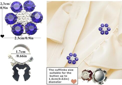 Button Covers Cufflinks Dress Shirt Accessories For Men Women Rhinestone Crystal Flower Cuff links For Tuxedo, Decorative Buttons For Daily Wear Birthday Christmas Party Wedding Gifts in Saudi Arabia