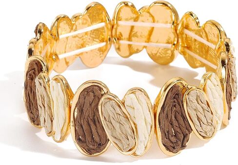 Coiris Raffia Bangle Bracelets for Women Boho Handmade Chunky Bracelet Bohemia Statement Raffia Bracelet For Women in Saudi Arabia