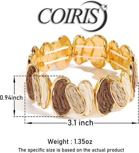 Coiris Raffia Bangle Bracelets for Women Boho Handmade Chunky Bracelet Bohemia Statement Raffia Bracelet For Women in Saudi Arabia