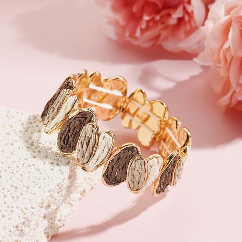Coiris Raffia Bangle Bracelets for Women Boho Handmade Chunky Bracelet Bohemia Statement Raffia Bracelet For Women in Saudi Arabia