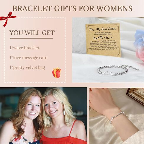 Gift for Friends - Wave Bracelet for Best Friend Bestie Soul Sister,The Waves of Life We've Through Together, Woman Friendship Gifts Idea for Christmas Valentines Day Birthday Gifts For Her in Saudi Arabia