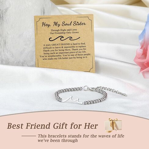 Gift for Friends - Wave Bracelet for Best Friend Bestie Soul Sister,The Waves of Life We've Through Together, Woman Friendship Gifts Idea for Christmas Valentines Day Birthday Gifts For Her in Saudi Arabia