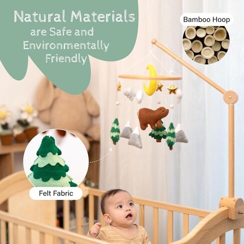 Crib Mobile Motor - Baby Mobile Music Box with 3 Modes (Turn & Music, Turn Only, Music Only) Plays 12 Piano Lullabies (30 Min Auto Off) - Holder for DIY Clamp Mobile (Music Box only) in Saudi Arabia