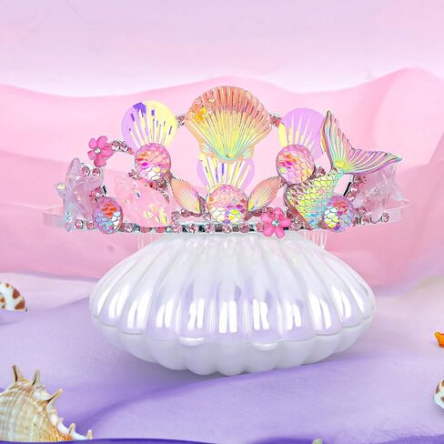 Casoty Mermaid Crown, Mermaid Party Decorations, Mermaid Headband, Mermaid Party Supplies for Women Girls, Mermaid Costume Hair Accessories for Halloween Birthday Party, Bluish Violet in Saudi Arabia