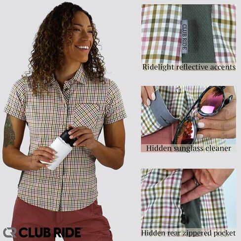 قميص باندارا للسيدات من Club Ride - خفيف الوزن وقابل للتنفس وأكمام قصيرة وأزرار لأعلى لراكبي الدراجات in Saudi Arabia