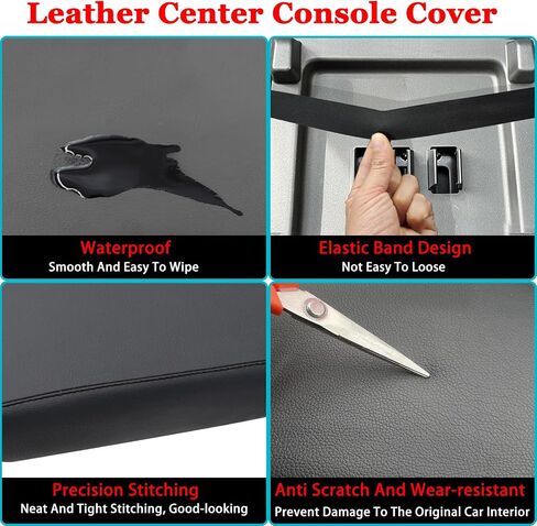Center Console Armrest Cover for Nissan Frontier Accessories 2022 2023 2024 2025, Leather Arm Rest Protective Pad, Middle Console Interior Cushion, Seat Box Lid Trim (Black Stitches) in Saudi Arabia