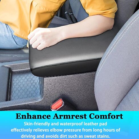 Center Console Armrest Cover for Nissan Frontier Accessories 2022 2023 2024 2025, Leather Arm Rest Protective Pad, Middle Console Interior Cushion, Seat Box Lid Trim (Black Stitches) in Saudi Arabia