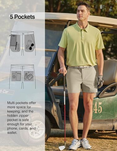 PULI Golf Shorts Men 5 Inch Inseam Relaxed Fit Stretch Dress Lightweight Casual Travel Quick Dry Summer Shorts in Saudi Arabia