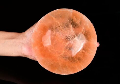CNYANFEI 5.5" Large Orange Selenite Bowl for Crystal Charging Round Shaped Peach Selenite Tray Natural Gemstone Bowl for Storage Home Decor Gift in Saudi Arabia