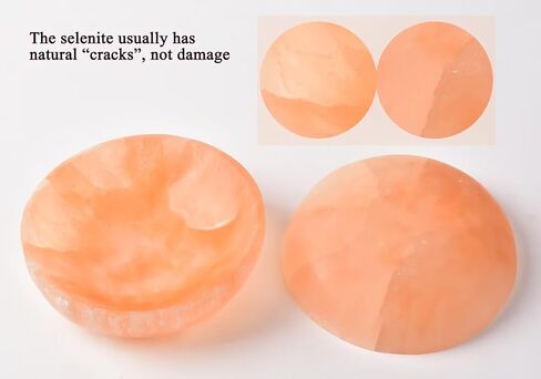 CNYANFEI 5.5" Large Orange Selenite Bowl for Crystal Charging Round Shaped Peach Selenite Tray Natural Gemstone Bowl for Storage Home Decor Gift in Saudi Arabia