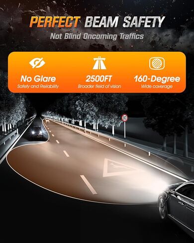 H13 Fog Light Bulbs - 25000LM 6500K Cool White, 120W Super Bright Driving Light, Plug and Play, Fan Cooling, Pack of 2 in Saudi Arabia