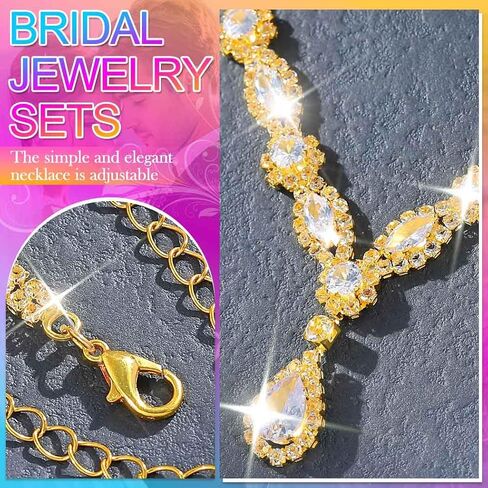 GORAIS Silver Bride Wedding Jewelry Set Rhinestone Necklace Earring Bracelet Sets Crystal Formal Bridal Jewelry for Women in Saudi Arabia