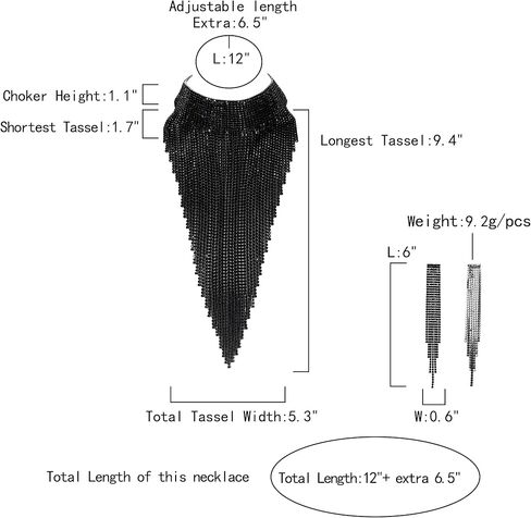 Flyonce Sparkly Rhinestone Costume Statement Jewelry, Tassel Chunky Collar Necklace With Long Chandelier Earrings in Kuwait