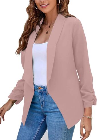WIWIQS Women's Long Sleeve Open Front Office Blazer Business Lightweight Solid Color Blazers Dressy Casual Lapel Suit Jackets in Kuwait