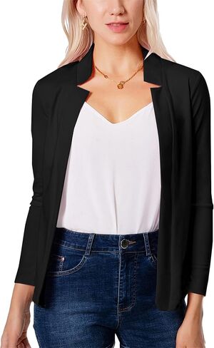 WIWIQS Women's Long Sleeve Open Front Office Blazer Business Lightweight Solid Color Blazers Dressy Casual Lapel Suit Jackets in Kuwait