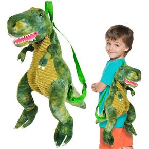 ArtCreativity Plush Dinosaur Backpack, 22" Stuffed Animal Backpacks in the Shape of a Triceratops, Plushie Dinosaur Bag for Toddlers, Blue and Yellow tie dye Colors. Adjustable Nylon Straps
