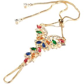 DTJA BOHO Butterfly Finger Finger Bracelet للنساء الملونة الزركوني المكعب الزركونيا العبيد سلسلة HARNEST BANGLE GYPSY BOLLYWOOD حفل عيد ميلاد حفلة عيد الميلاد Y2K مجوهرات حساسة هدية