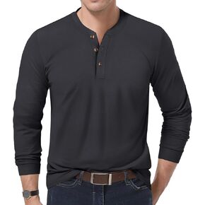 EKLENTSON Men's Henley Shirts Long Sleeve Cotton Lightweight Pullover Shirt Casual Fashion Button T-Shirt Basic Tee Tops