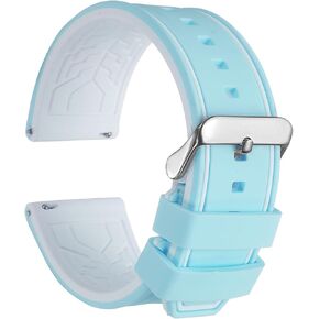 HARFINGTON Silicone Watch Bands Soft Quick Release Rubber Watch Bands with Silver Tone Buckle for Men Women