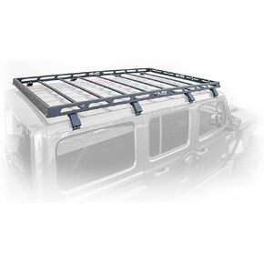 رف سقف لعام 2018-2025 Jeep Wrangler JL 4 Door | قمة صلبة | التثبيت الترباس | تعادل عدة نقاط | سعة 200 رطل | مصنوع من 1/8 "الصلب السميك | DV8 Ofradroad