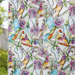 CottonColors Stained Glass Window Film - 35"x78", Decorative Privacy Film, Heat Blocking, Static Clings, Suncatcher Window Clings