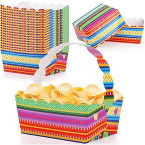 50 Pieces Mexican Food Trays, Disposable Snack Candy Holder, Popcorn Nacho Party Food Container for Mexican Party, Birthday Party, Holiday Party, Halloween Party, Christmas Party Supplies