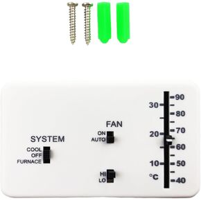 RV Thermostat for 3106995.032Dometic RV Thermostats (Cooling/Heating Furnaces Only), Replaceable Analogue Heating and Cooling System Control Kit, 12VDC, White