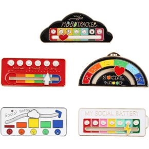 Ximimark 5pc Mens Mase Brooch - شارة دبوس مينا سبيكة سليمة تعمل بالبطارية - ملحق متينة للمجوهرات الإبداعية للتعبير عن شخصيتك