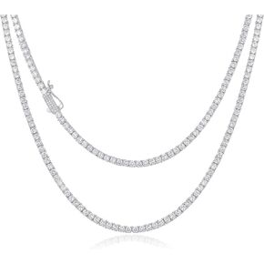 CG&KYGG 3MM Tennis Chains for Men Women, 18K Real White Gold Plated Iced Out Necklace, Gift for Birthday & Holiday(New Double Safety Cubic Zirconia Clasp, Delicate Packing)