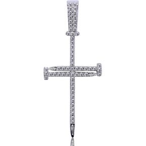 JINAO Cross Chain for Men Gold Cross Necklace 14K Gold Plated Large Nail Cross Chain Iced out CZ Pendant Hip Hop Jewelry for Women with Stainless Rope Chain