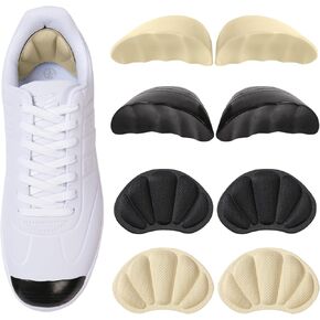 Shoe Filler Inserts for Loose Shoe, 2 Pairs of Toe Cushions & Heel Pads for Women and Men, Perfect for Shoes Too Big, Comfort Inserts for High Heels, Leather Shoes(Black + Beige)