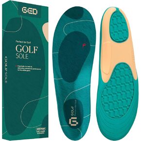 Golf Shoe Insoles for Men - GED Sports Insoles for Arch Support and Athletics - Lightweight, Elastic, Trim to Fit, Increase Stability, Balance, Precision Swings, Reduced Foot Fatigue (US 9-13.5)