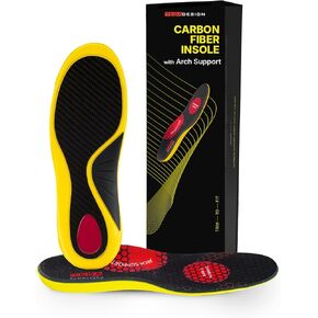 Carbon Fiber Insole with Arch Support – Plantar Fasciitis, Flat Feet, Heel Pain, Overpronation Relief, Running & Sports - Memory Foam & Breathable Fabric - Deep Heel Cup - All Day Comfort and Support