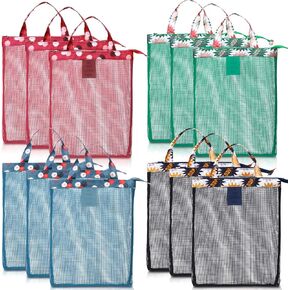 12 Pcs Mesh Beach Tote Bags with Zipper Seashell Bags for Holding Toys Waterproof Sandproof Swimming Pool Essentials for Outdoor Beach Activities