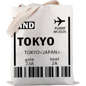 PWHAOO Tokyo Travel Tote - Japan Boarding Card Travel Bag - Japanese Gift for World Traveler