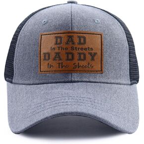 Dad in The Street Daddy in The Sheets Trucker Hat for Men, Funny Cotton Daddy Leather Patch Baseball Cap