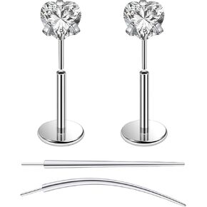 F136 Titanium 20/18/16G Threadless Flat Back Stud Earrings Nose Rings Lip Labret Medusa Monroe Piercing Jewelry with Taper for Women Men