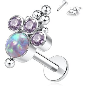 Gagabody Opal CZ Top G23 Titanium titanium داخليًا متورطًا مجوهرات Labret 16g Piercing Jewelry Helix Charilage Tragus Monroe Jewelry