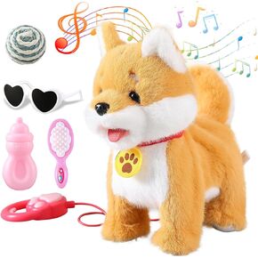 Husky Walking Barking Toy, Musical Singing Dancing Puppy, Volume Control Interactive, Wagging Tail Shaking Head, Robot Dog Plush Stuffed Animal for Kid