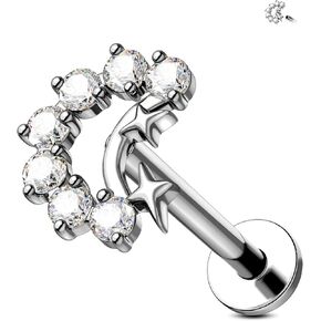 JOWSEEN F136 Titanium Flat Back Strains 16g داخليًا ملولبًا للأقراط Moon Moon Tragus Conch Helix Jewelry for Women Nose Lip Stud