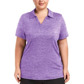 FOREYOND Plus Size Polo Shirts for Women Golf Shirts Moisture Wicking Short Sleeve Shirts Athletic Workout Tops 1XL-5XL