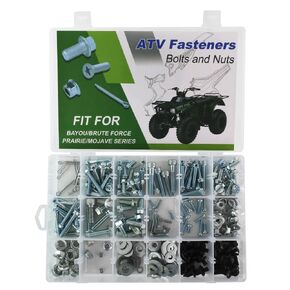 260PCS ATV Plastic Fenders Frame Engine Body Bolts Kit Fit for Bayou 220/250/300/400, Force 300/650/750, Mojave 110/250, Prairie 300/360/400/650/70, Bolts Fasteners Kit